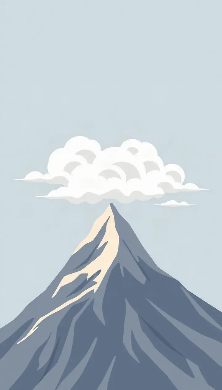 山頂付近に小さな雲がもくもくと湧き上がる様子