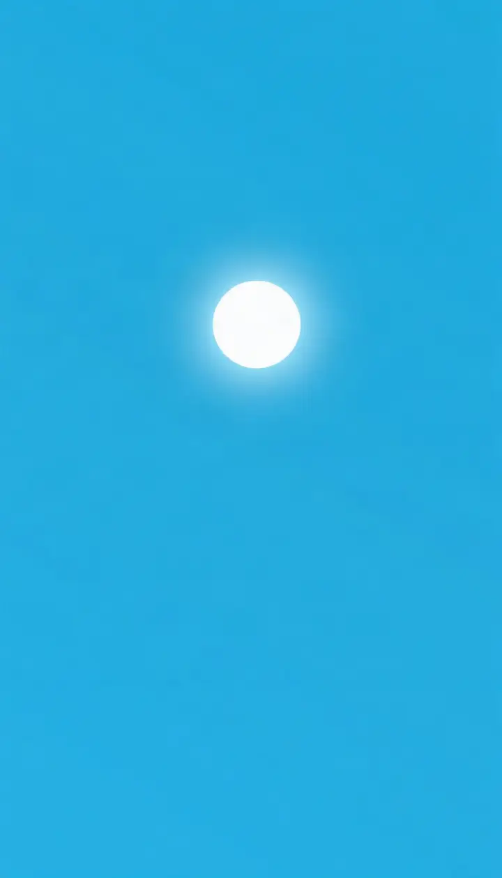 昼間、太陽が真上にあり光が短く大気を通る様子