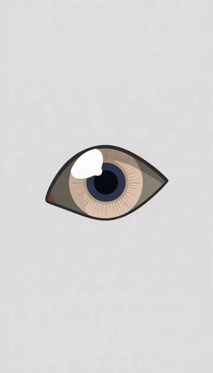 目の断面をシンプルなアイコンで示し、奥に鏡のような層があるイラスト