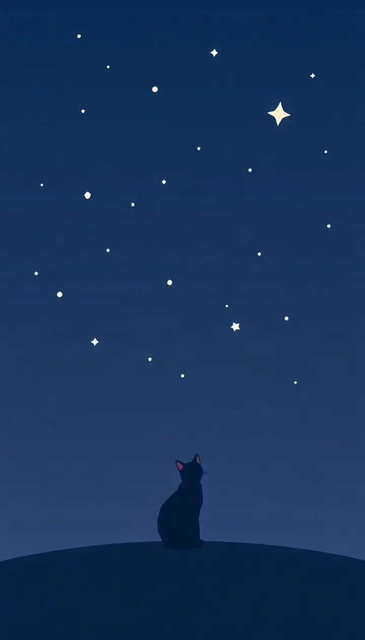 夜空と動物のシルエットが並ぶ静かな締めの構図
