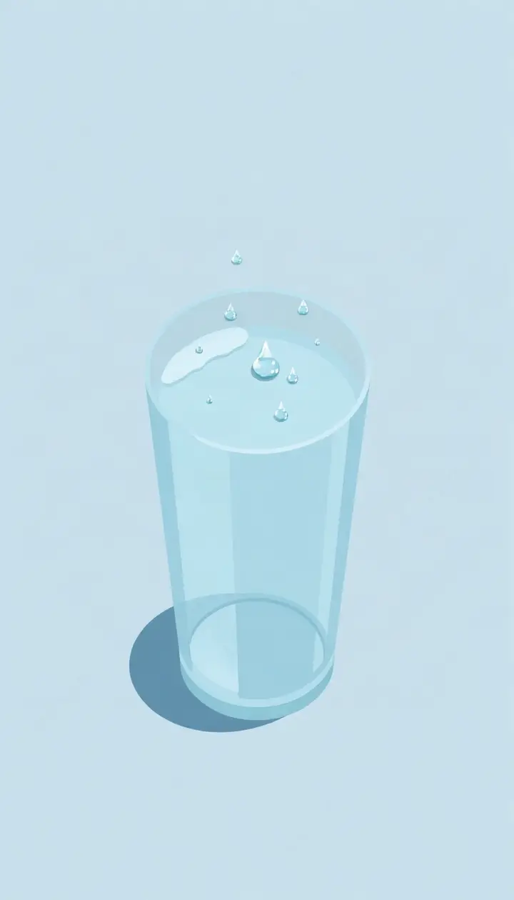 空気中の見えない水蒸気の粒が冷たいガラス面で水滴に変わるイメージ図(アイコン化)