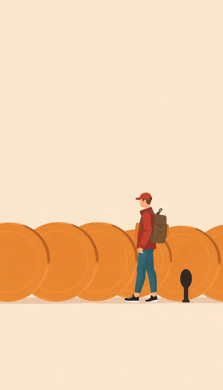 10円玉のシルエットが並ぶイラスト、側面にギザギザの質感を強調
