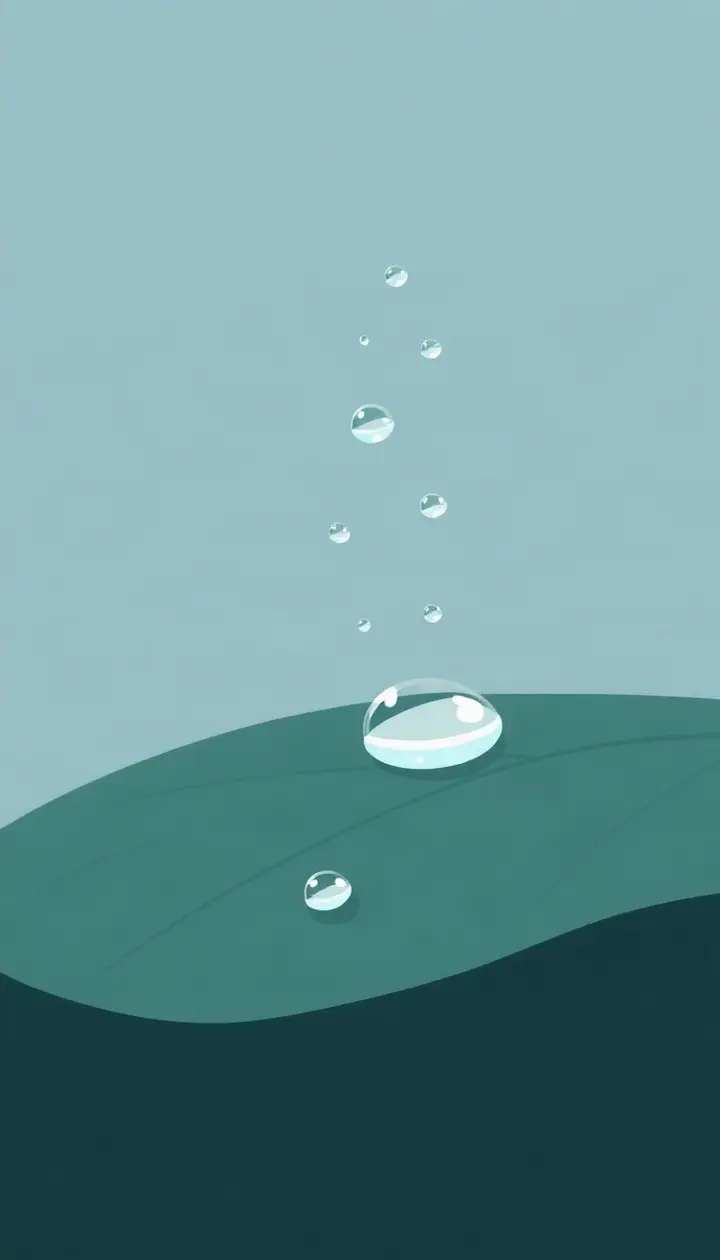 空気中の水蒸気が冷えて水滴に変わるイメージ図