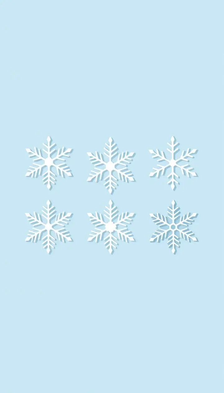 様々な模様の六角形雪結晶が並ぶイラスト