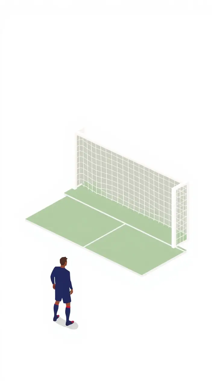 ゴール前に選手が立って待っているシンプルなイラスト