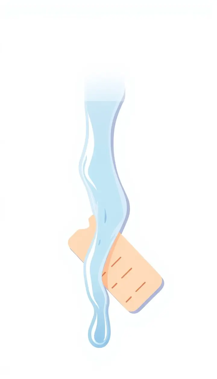 水が粘着剤と皮膚の間に入り込み、剥がれていくイメージ