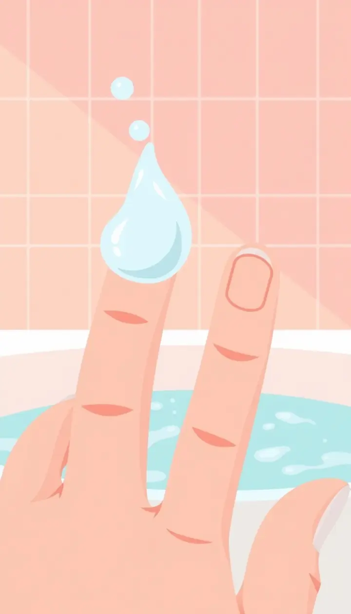 お湯につかった指先がふやけている様子