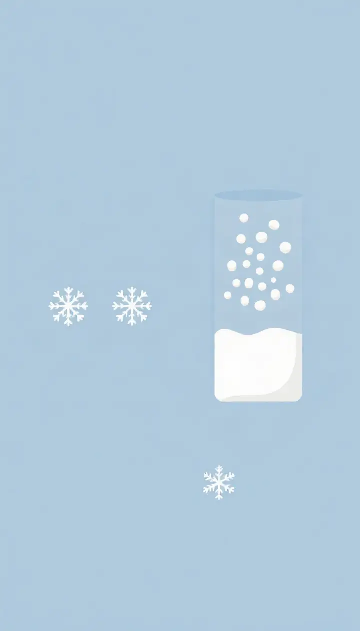 低温を示す雪の結晶アイコンと、でんぷん粒が糖の粒に変化していくイメージ図