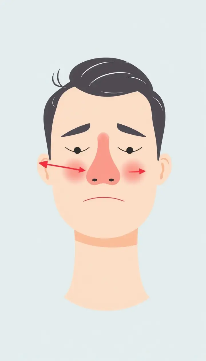 鼻が詰まっている人のイラスト、香りの矢印が途切れている表現