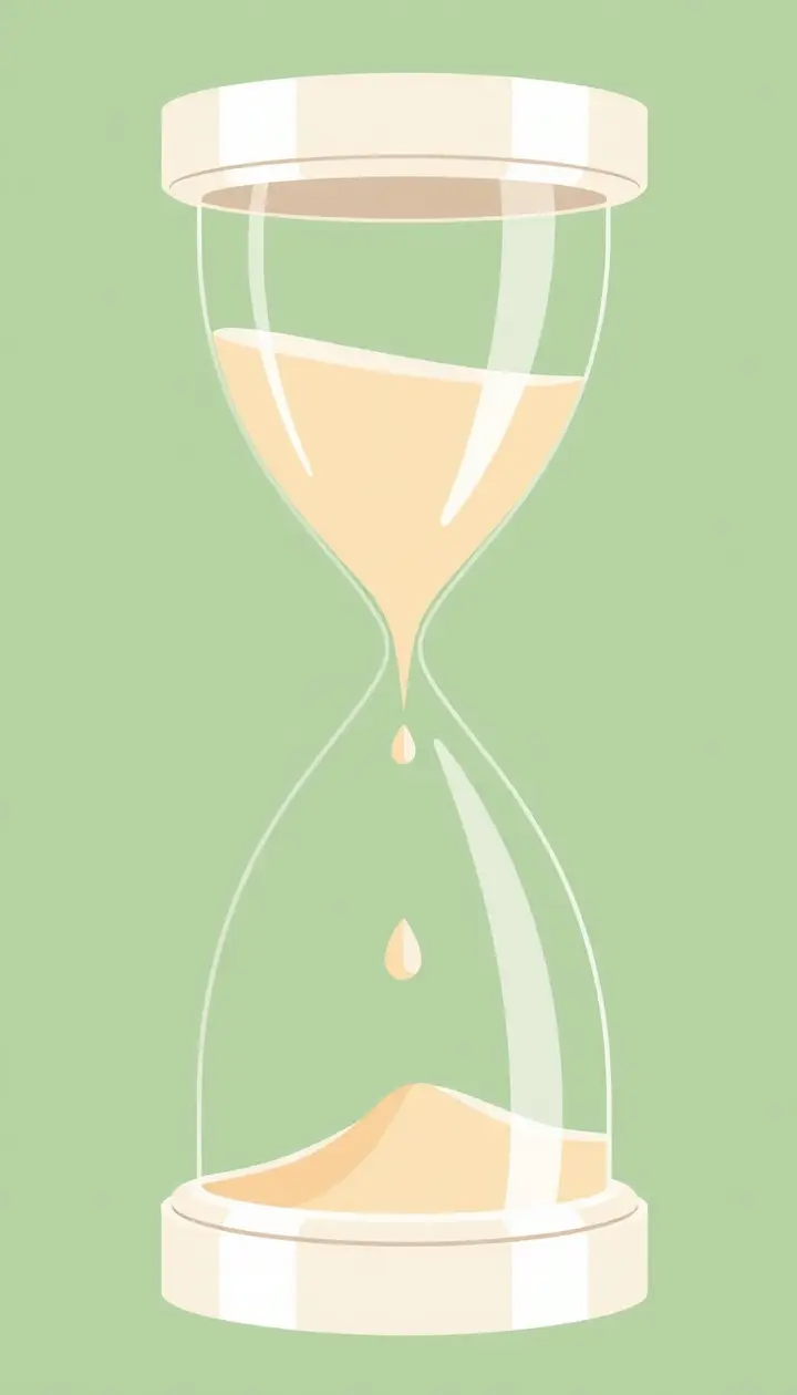 砂時計が静かに落ちる様子で時間の経過を表現