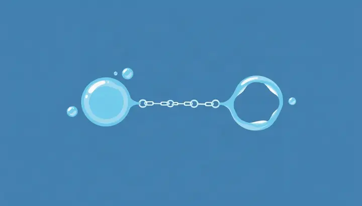 水分子と油分子を単純な形の違いとして対比したイメージ