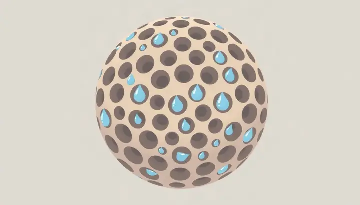 穴が水滴で満たされて詰まっている粒のイメージ