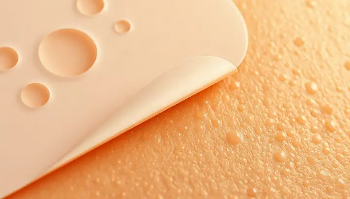 粘着剤の面が皮膚の凹凸に隙間なく入り込んでいる拡大イメージ