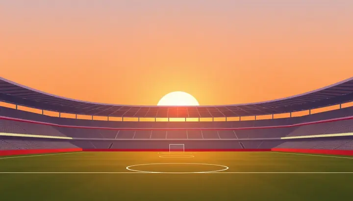 スタジアムの夕景に静かにフェードするラストカット