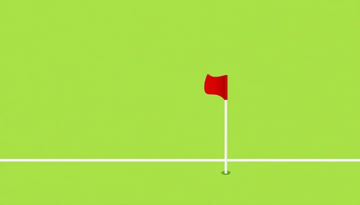 コーナーフラッグが立つピッチの隅のイラスト