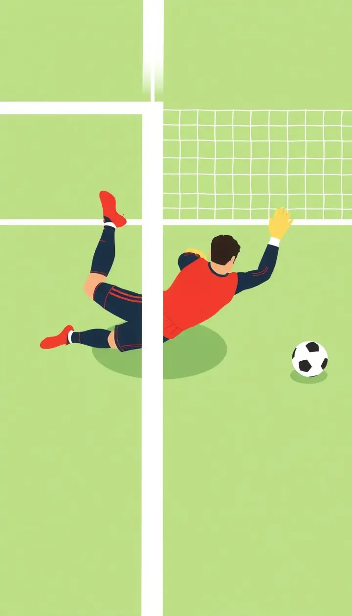 キーパーが左右どちらかにジャンプする様子を示すイラスト