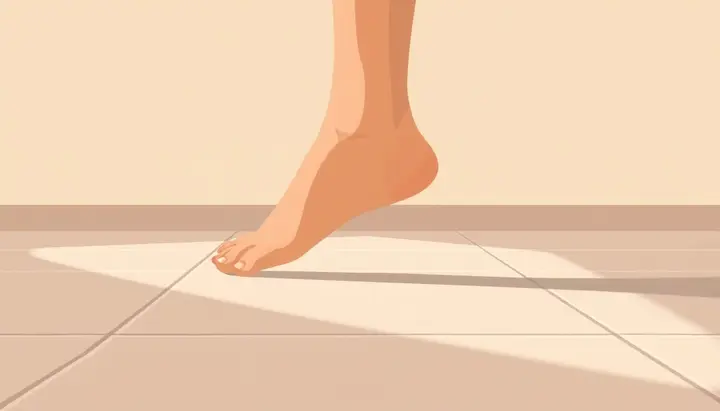 冬の朝の玄関で床に足をつく瞬間のイメージ