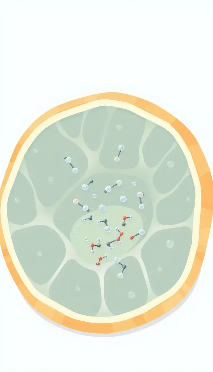 玉ねぎ内部の細胞と成分をシンプルに図解