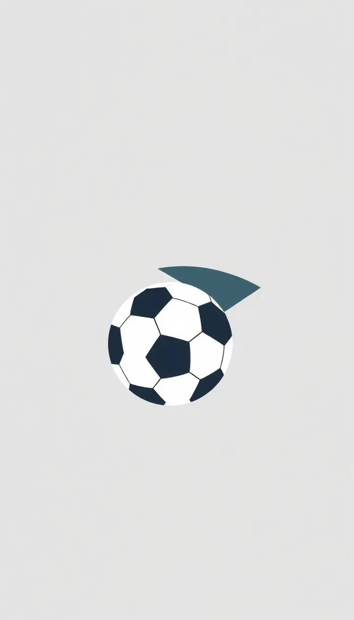 サッカーボールのアイコンと、少し離れた位置にある目のようなシンプルなシルエットアイコンの対比構図
