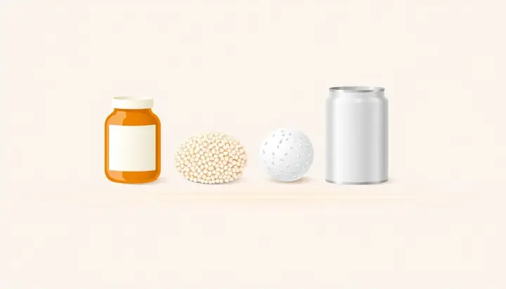 4つの食品のシルエットが並び、その奥に共通する謎めいた光の筋が伸びるイメージ