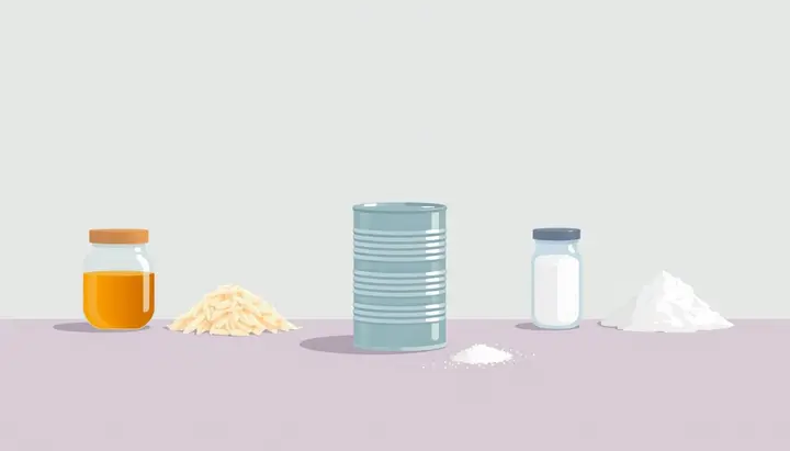 缶詰がそれまでの3つの食品とは違う道を進んでいくイメージ