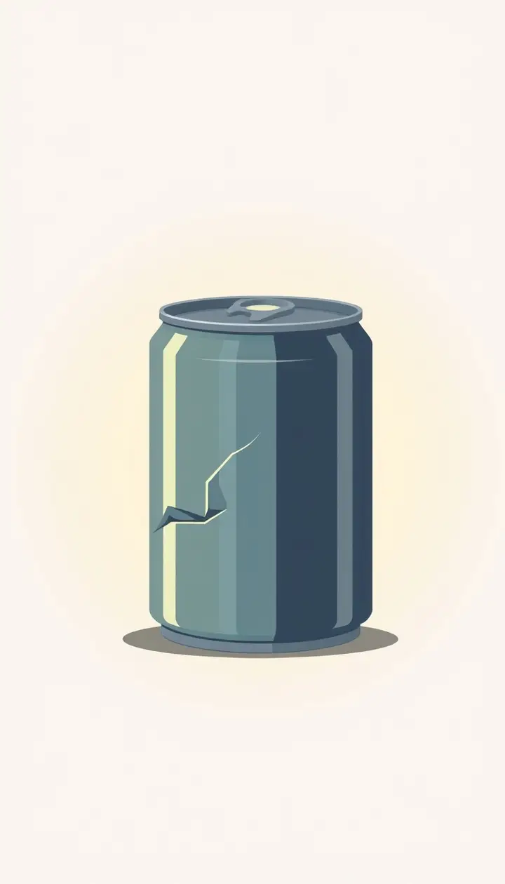 少しへこんだ缶の注意イラスト