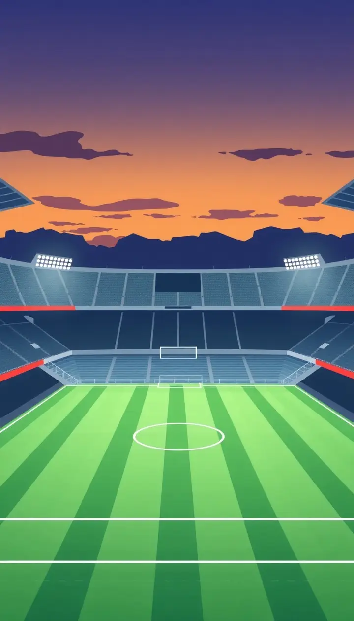 スタジアム全体を俯瞰する落ち着いた締めのイラスト
