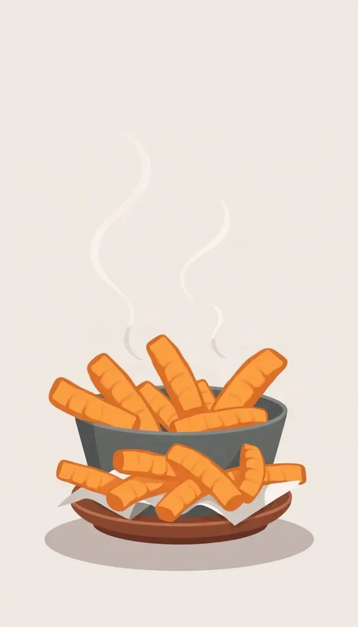 少し時間が経ち湯気が消えた揚げ物のイラスト