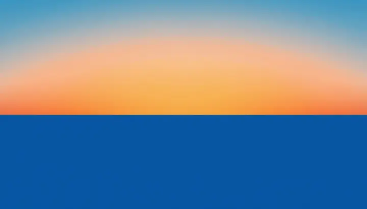 昼の青空から夕方の赤い空へ移り変わる情景