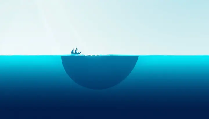 青い海の水面が広がる風景