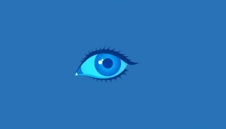 目のシルエットが青い光に反応するイメージ