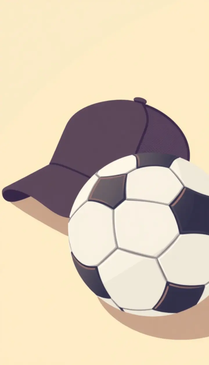 帽子とサッカーボールが並んで穏やかに光るクロージングイメージ