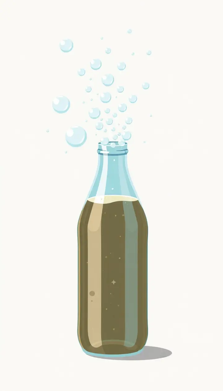 振られたボトルから泡が激しく噴き出すイラスト